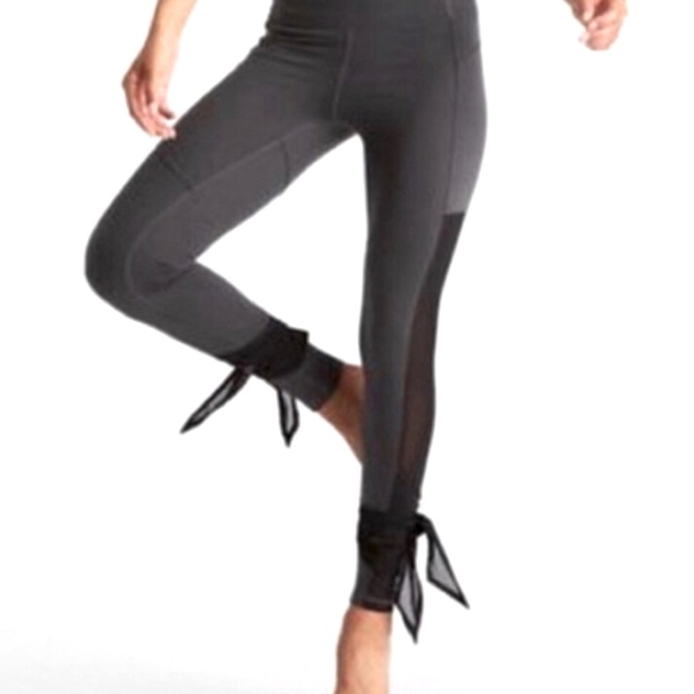 Lucy Leggings Full Length with Side Mesh Panels and Ties at Ankle